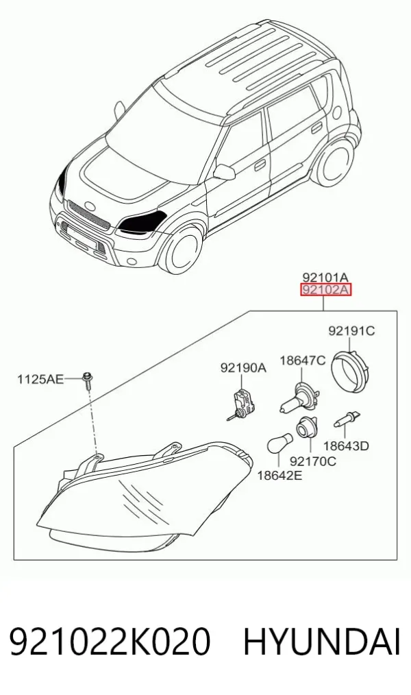 Фара права 921022K020 Hyundai/Kia