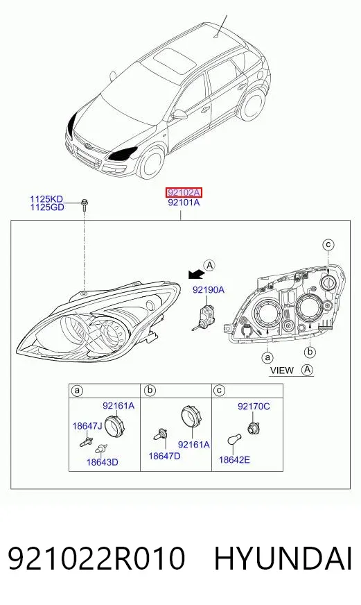 Фара права 921022R010 Hyundai/Kia
