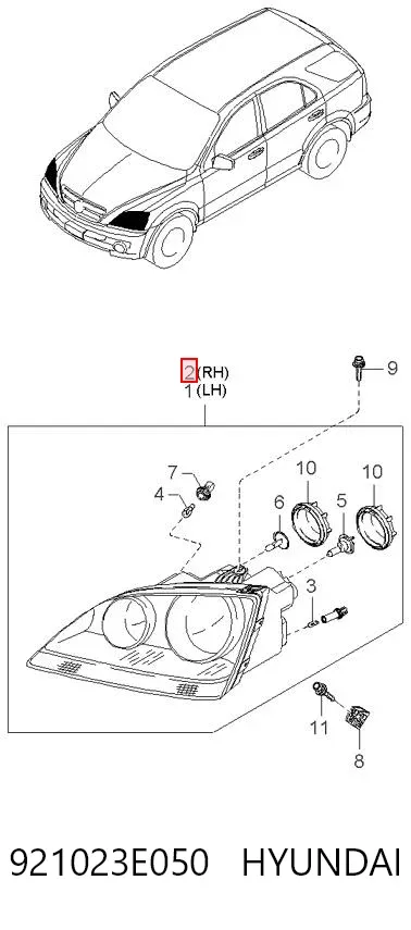 Фара права 921023E050 Hyundai/Kia