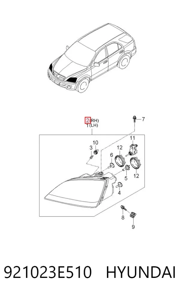 Фара права 921023E510 General Motors