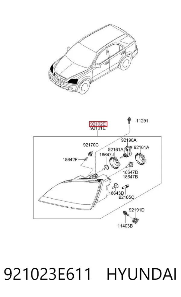 Фара права 921023E611 Hyundai/Kia