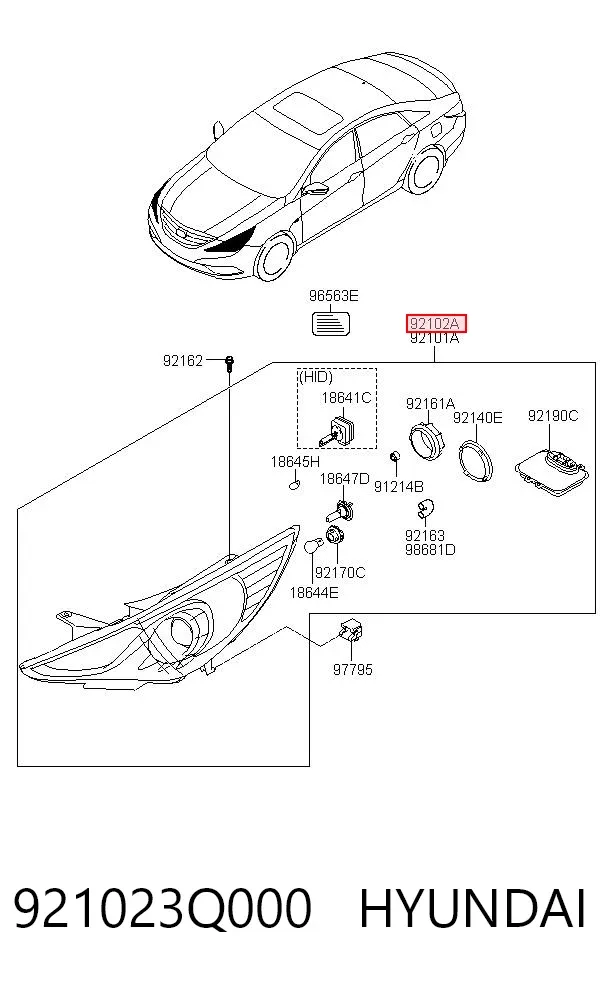 Фара права 921023Q000 Hyundai/Kia