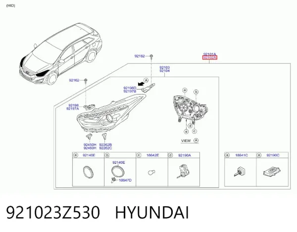 Фара права 921023Z530 Hyundai/Kia