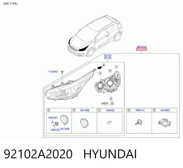 Фара права 92102A2020 Hyundai/Kia
