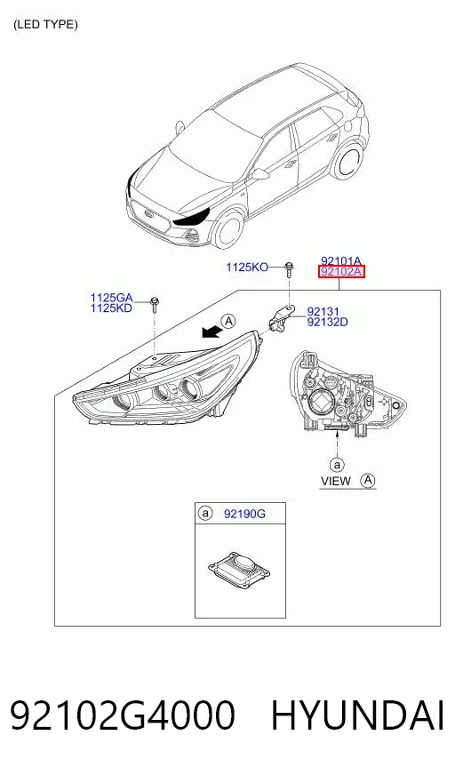 Фара права 92102G4000 Hyundai/Kia