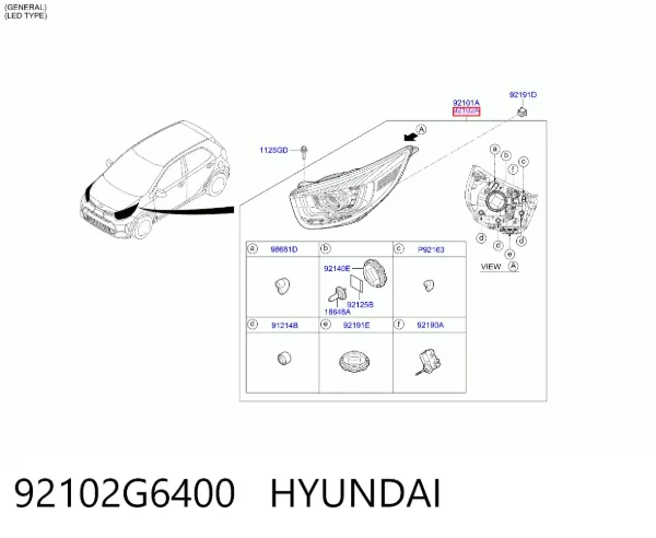 Фара права 92102G6400 Hyundai/Kia