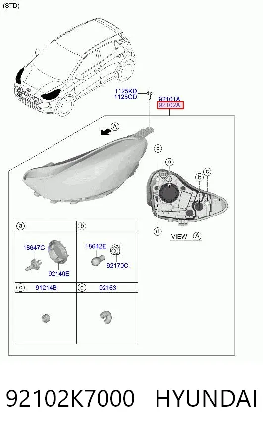 Фара права 92102K7000 Hyundai/Kia