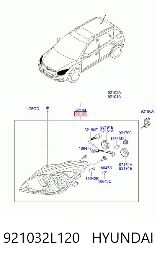 Фара ліва 921032L120 Hyundai/Kia
