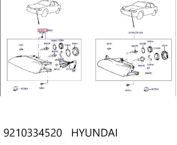 Фара ліва 9210334520 Hyundai/Kia
