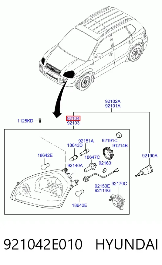 Фара права 921042E010 Hyundai/Kia