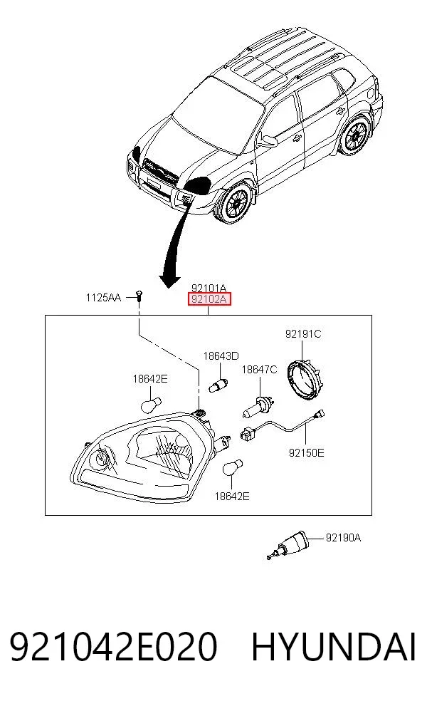 Фара права 921042E020 Hyundai/Kia
