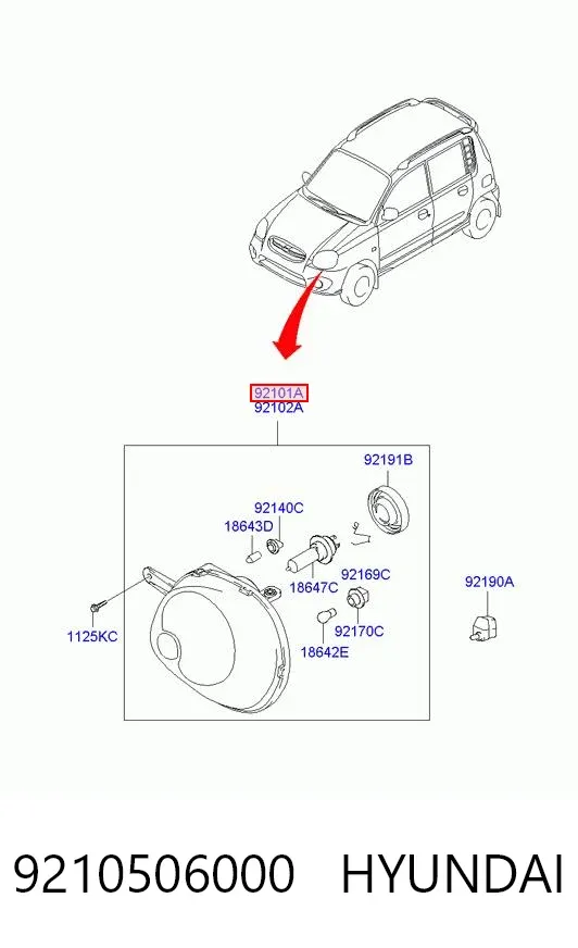 Фара ліва 9210506000 Hyundai/Kia