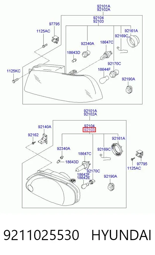 Фара ліва 9211025530 Hyundai/Kia