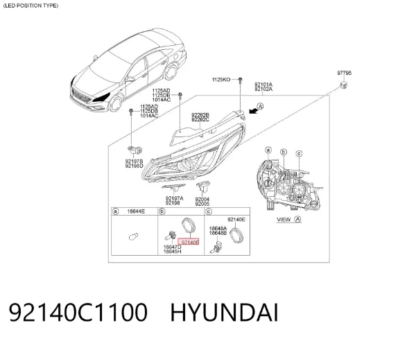 Кришка фари, задня 92140C1100 Hyundai/Kia