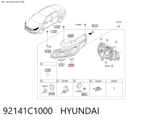 Кронштейн-адаптер кріплення фари передньої, правої 92141C1000 Hyundai/Kia