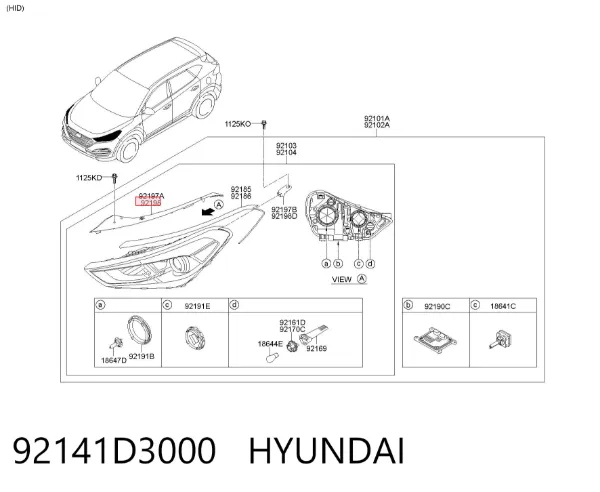 Кронштейн-адаптер кріплення фари передньої, правої 92141D3000 Hyundai/Kia