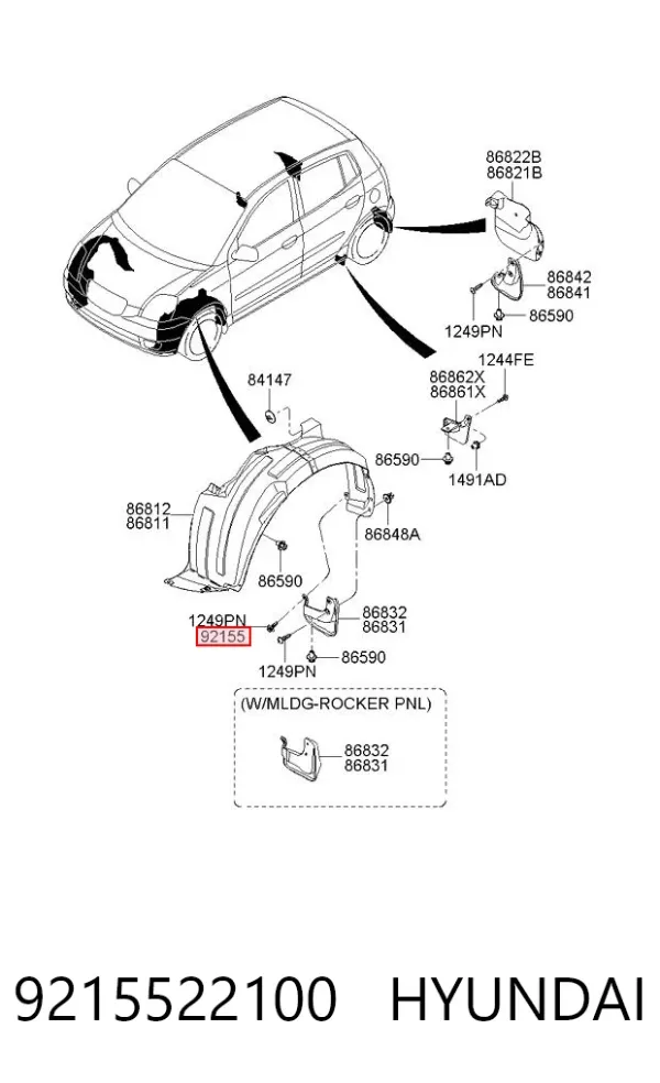 Пістон (кліп) кріплення бризковика 9215522100 Hyundai/Kia