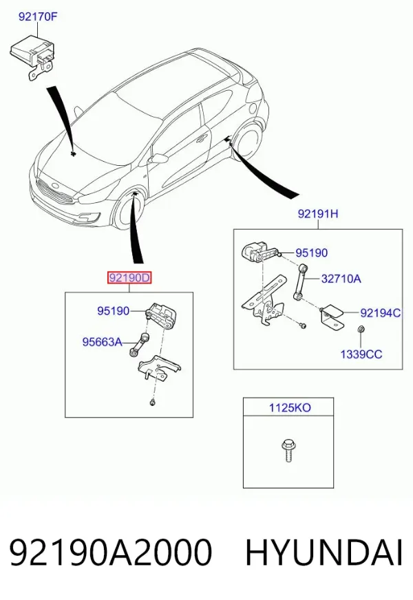 Коректор фар 92190A2000 Hyundai/Kia