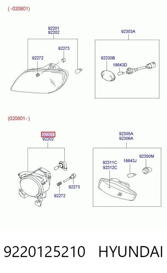 Фара протитуманна, ліва 9220125210 Hyundai/Kia