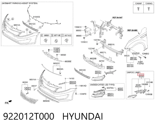 Фара протитуманна, ліва 922012T000 Hyundai/Kia