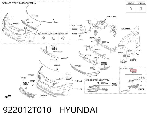 Фара протитуманна, ліва 922012T010 Hyundai/Kia