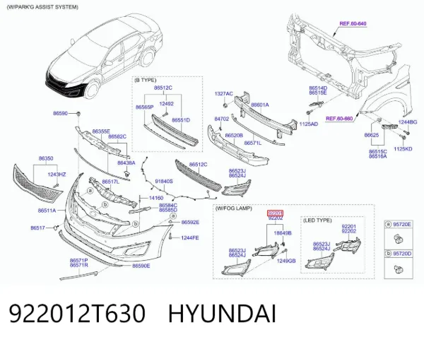 Фара протитуманна, ліва 922012T630 Hyundai/Kia