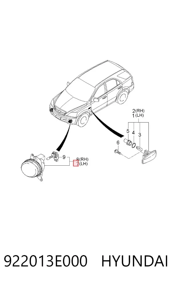 Фара протитуманна, ліва 922013E000 Hyundai/Kia