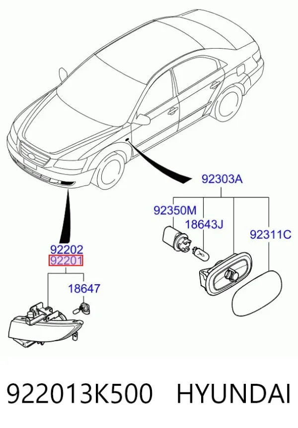 Фара протитуманна, ліва Hyundai Sonata V