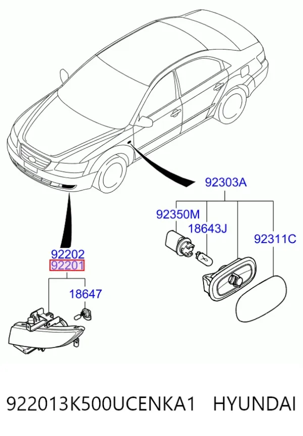 Фара протитуманна, ліва 922013K500UCENKA1 Hyundai/Kia