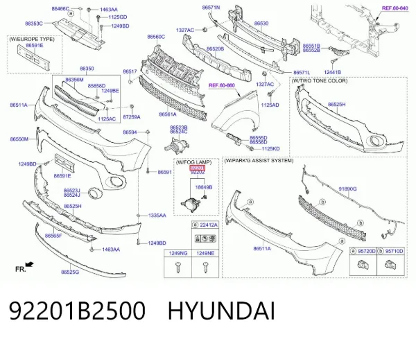Фара протитуманна, ліва 92201B2500 Hyundai/Kia