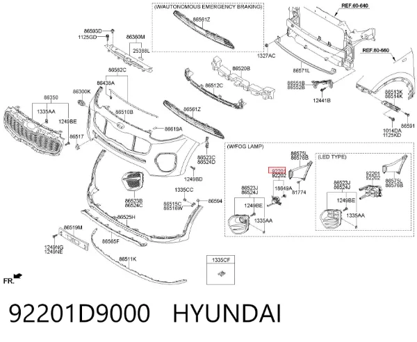 Фара протитуманна, ліва 92201D9000 Hyundai/Kia