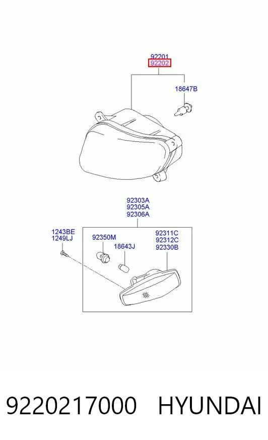 Фара протитуманна, права 9220217000 Hyundai/Kia