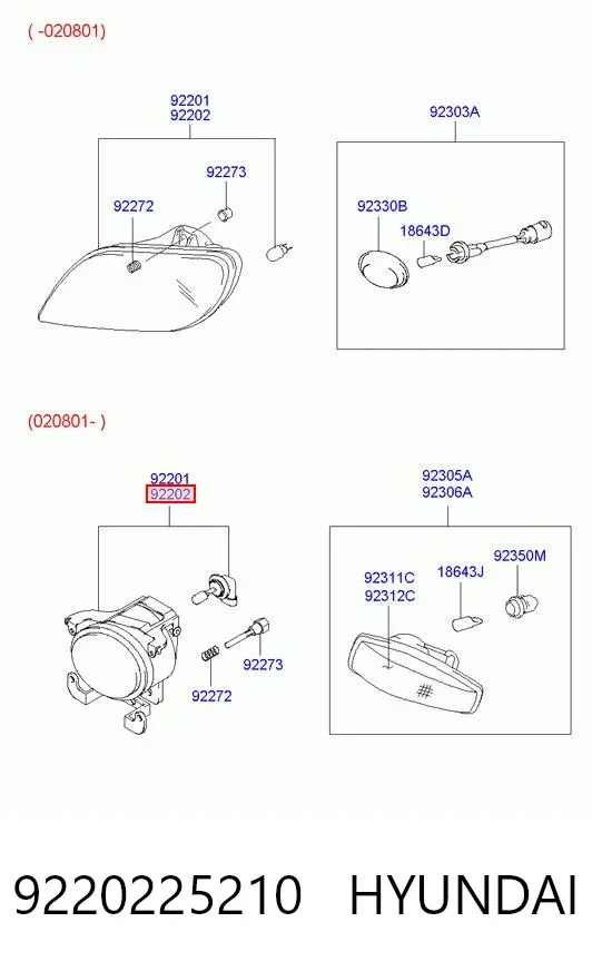 Фара протитуманна, права 9220225210 Hyundai/Kia