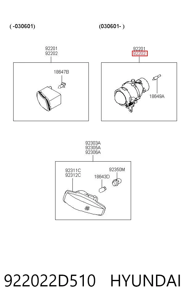 Фара протитуманна, права 922022D510 Hyundai/Kia