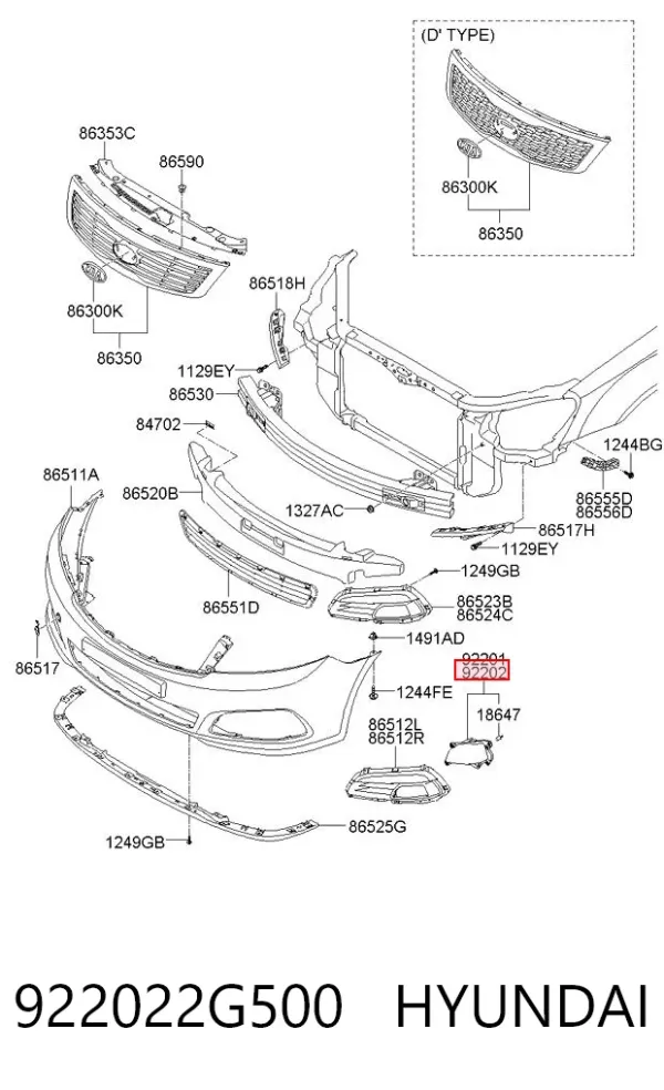 Фара протитуманна, права 922022G500 Hyundai/Kia