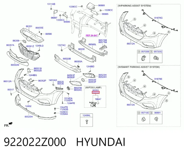 Фара протитуманна, права 922022Z000 Hyundai/Kia