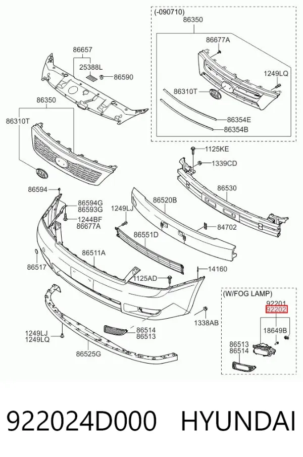 Фара протитуманна, права 922024D000 Hyundai/Kia