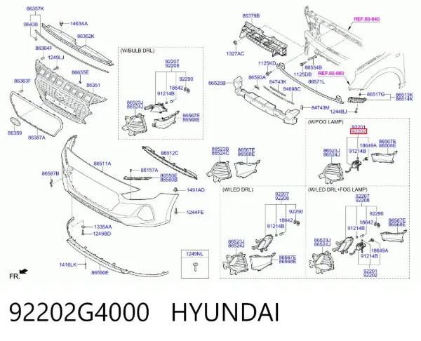 Фара протитуманна, права 92202G4000 Hyundai/Kia