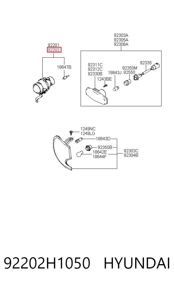 Фара протитуманна, права 92202H1050 Hyundai/Kia