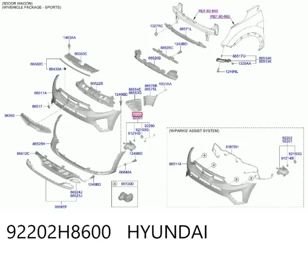 Фара протитуманна, права 92202H8600 Hyundai/Kia