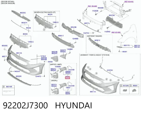Фара протитуманна, права 92202J7300 Hyundai/Kia