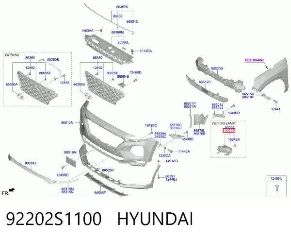 Фара протитуманна, права 92202S1100 Hyundai/Kia
