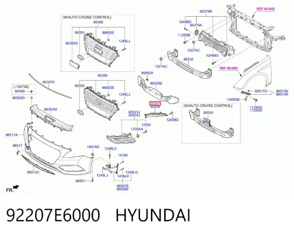 Фара протитуманна, права 92207E6000 Hyundai/Kia