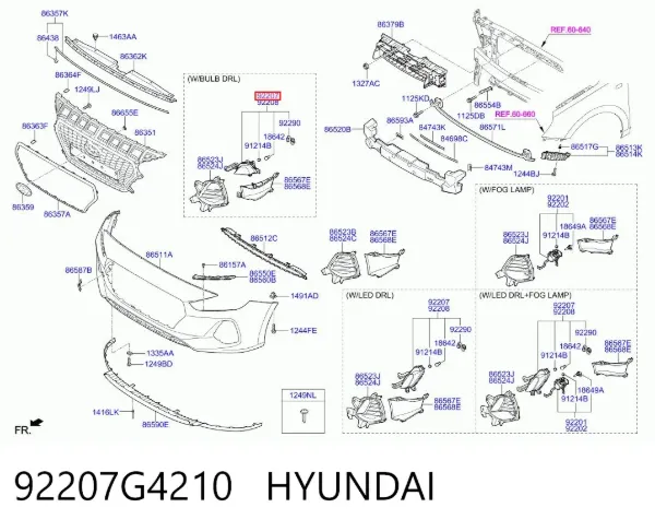 Фара протитуманна, права 92207G4210 Hyundai/Kia