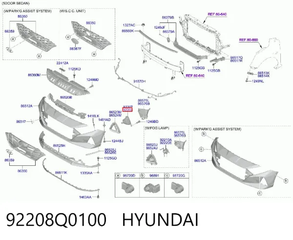 Фара протитуманна, права 92208Q0100 Hyundai/Kia