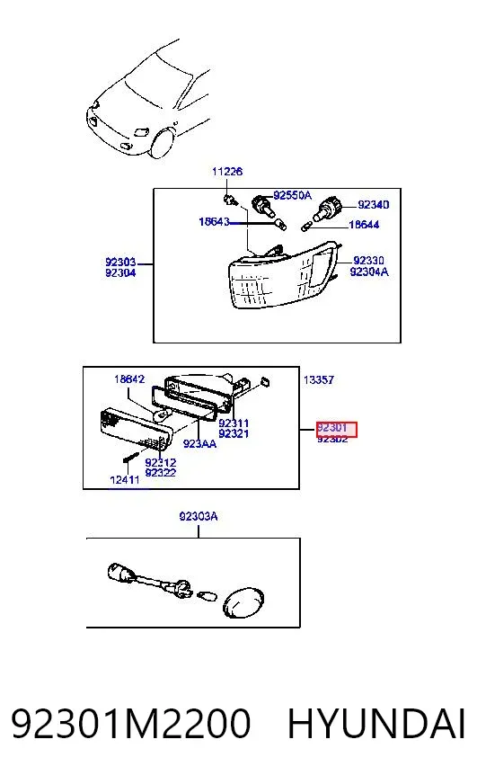 Вказівник повороту лівий 92301M2200 Hyundai/Kia