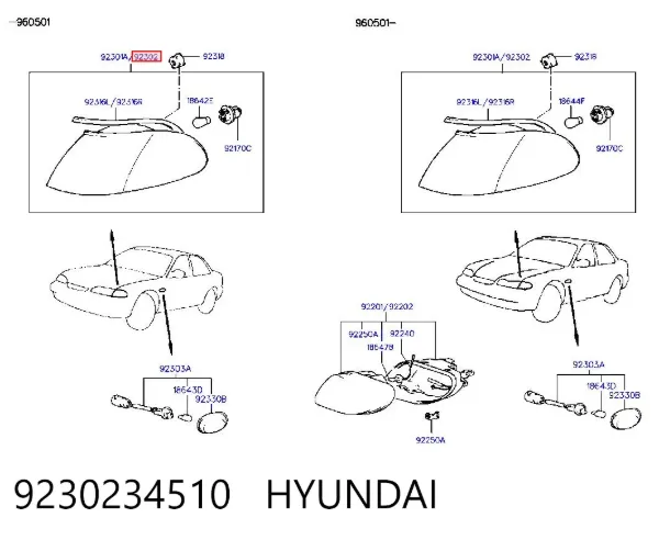 Вказівник повороту правий 9230234510 Hyundai/Kia