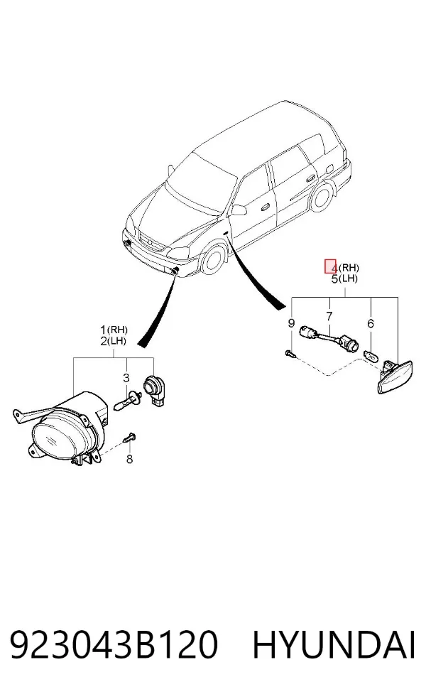 Повторювач повороту на крилі, правий 923043B120 Hyundai/Kia