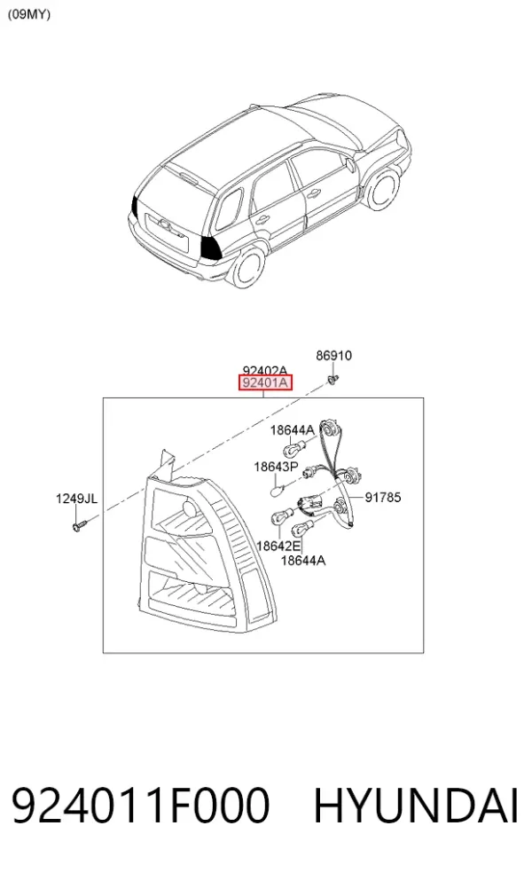 Лівий стоп 924011F000 Hyundai/Kia