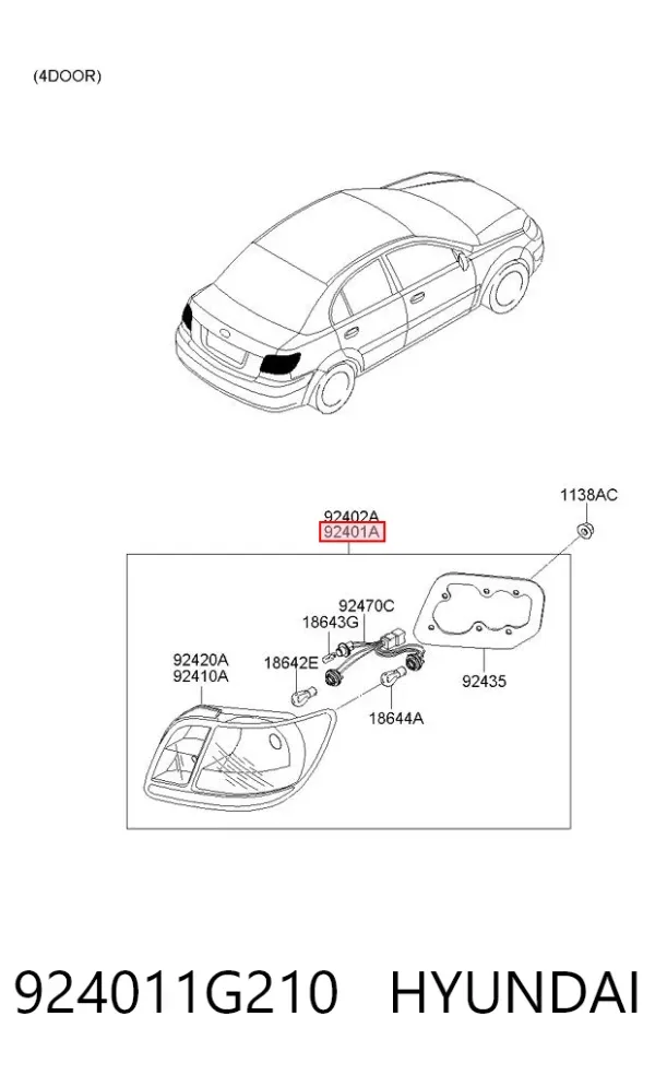 Лівий стоп 924011G210 Hyundai/Kia